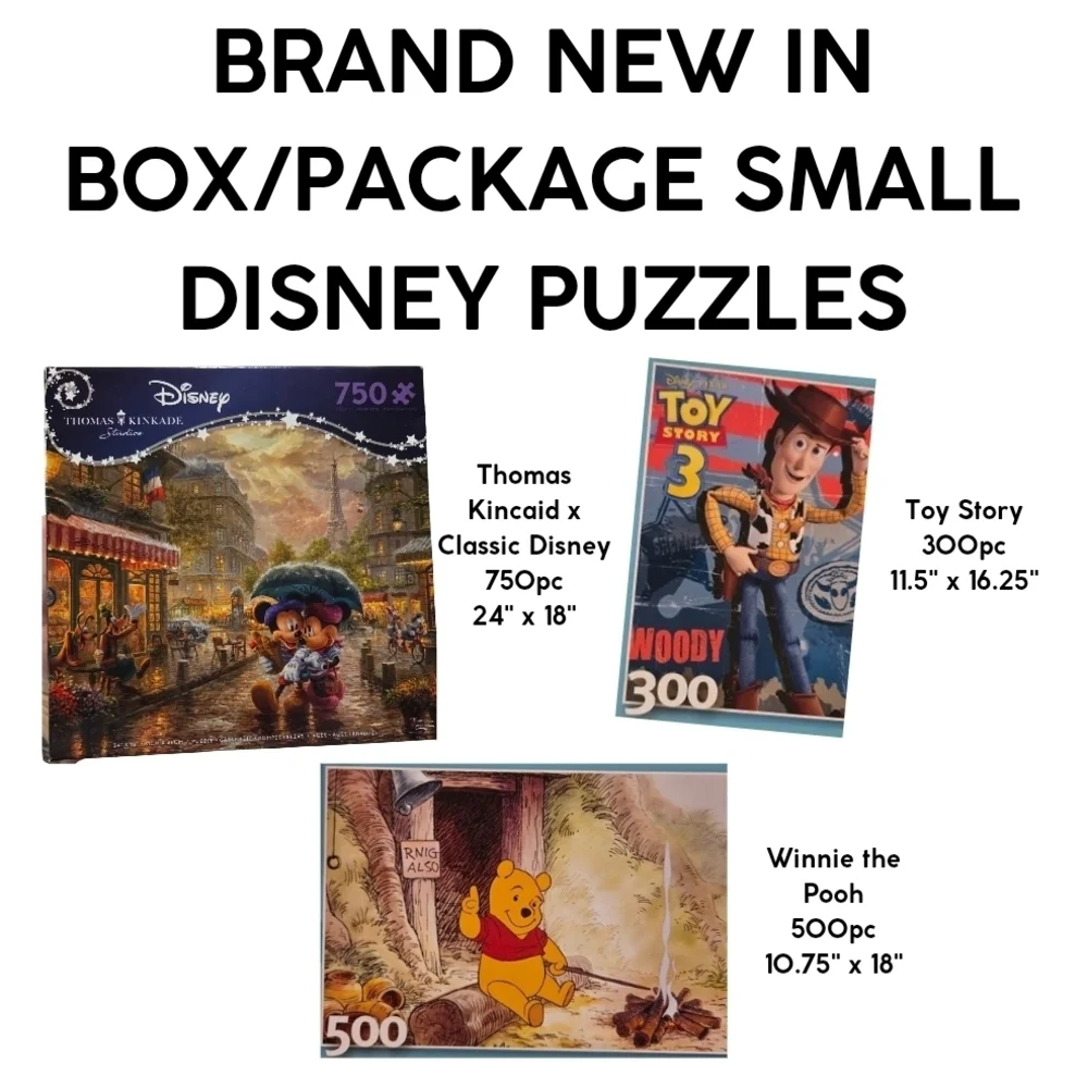 Set of 3 NIP Disney Puzzles ▪︎ Thomas Kinkade x Disney|Toy Story|Winnie the Pooh - Picture 1 of 2
